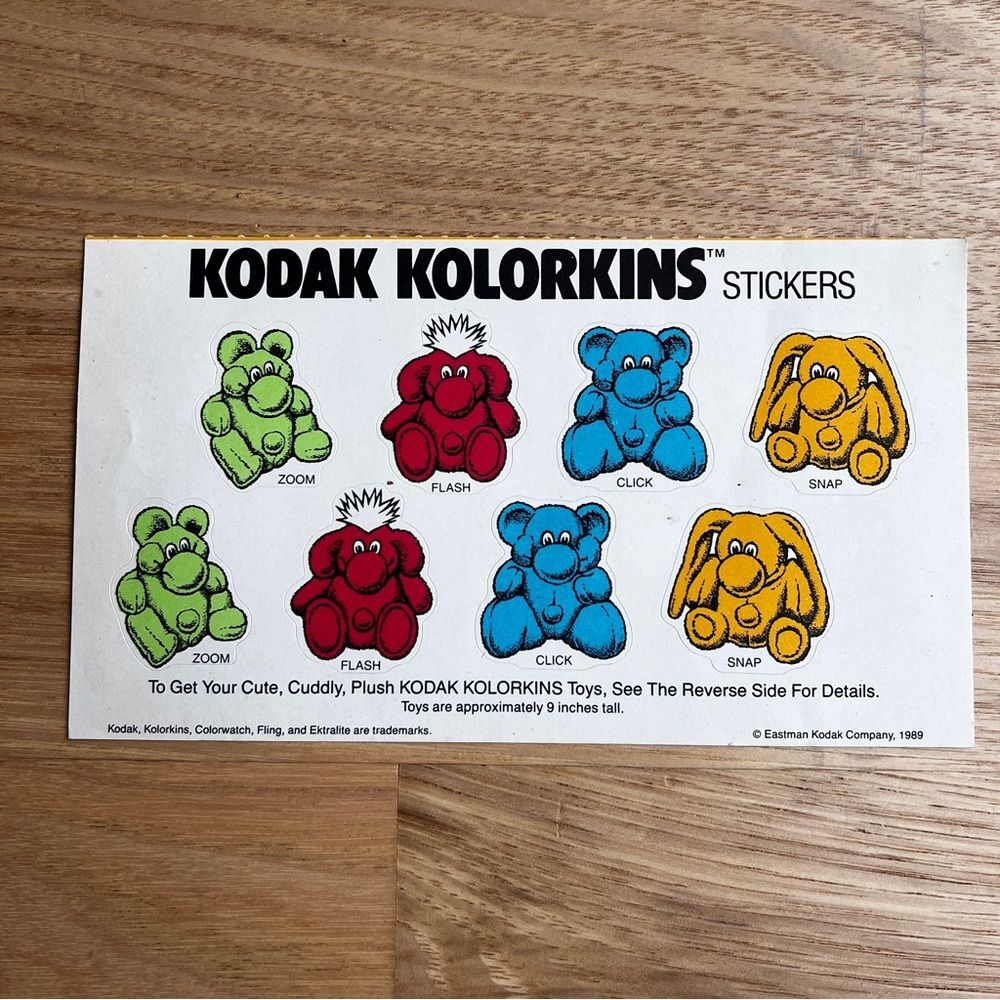 Kodak Kolorkins Stickers 1989 Sheet Original Eastman Kodak Co.